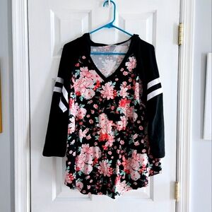Floral Black and Pink Plus Size 2X Top